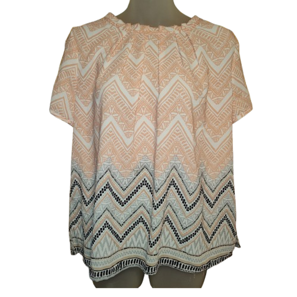 Investments Petites Women’s Multicolor Geometric Print Top Size PL BG26